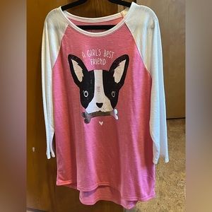 Mudd Girls Dog Graphic Tee, Long Sleeve Shirt. Size XL (14/16)